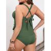 CUPSHE Women’s Plus Size Tankini Sets Scoop Neck Two Piece Swimsuits Crisscross Back Strappy Adjustable(Emerald Green)