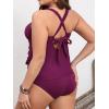 CUPSHE Women’s Plus Size Tankini Sets Scoop Neck Two Piece Swimsuits Crisscross Back Strappy Adjustable(Fuchsia Red)