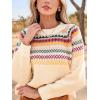 CUPSHE Women’s Pullover Sweaters Long Sleeve Geo Pattern Chunky Knit Pullover Tops(Apricot)