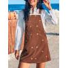 CUPSHE Women’s Pumpkin Corduroy Overall Dress Fall Harvest Pinafore Dress Square Neck Side Pockets Casual Mini Jumper(Pumpkin Patch Brown)