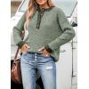 CUPSHE Women’s Ribbed Knit Sweaters Drop Long Sleeve Henley Button Oversized Casual Pullover Sweater Tops(Green)