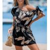 CUPSHE Women’s Rompers One Shoulder Jumpsuits Wide Leg Overall Short Outfit with Pockets Casual Dressy(Black)