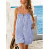 CUPSHE Womens Rompers Summer Casual Loose Sleeveless Overalls Striped Shorts Jumpsuit Beach Vacation Outfits(Blue Striped)