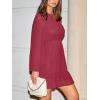 CUPSHE Women’s Ruffle Mini Fall Dress Crew Neck Long Lantern Sleeve Smocked Bodice Elasticized Waist Casual Dresses(Red)