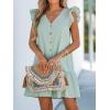 CUPSHE Women’s Ruffled Trim Button-Front Mini Dress Sleeveless Mini Dresses Casual Summer(Green)