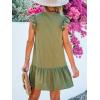 CUPSHE Women’s Ruffled Trim Button-Front Mini Dress Sleeveless Mini Dresses Casual Summer(Olive Green)