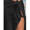 CUPSHE Women’s Sarong Cover Ups Swimsuit Wrap Skirt Self Tie Beach Cover Up Ruffle Wraps One Size(Black)