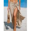 CUPSHE Women’s Sarong Cover Ups Swimsuit Wrap Skirt Self Tie Beach Cover Up Ruffle Wraps One Size(Brown)