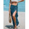 CUPSHE Women’s Sarong Cover Ups Swimsuit Wrap Skirt Self Tie Beach Cover Up Ruffle Wraps One Size(Cyan)