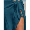 CUPSHE Women’s Sarong Cover Ups Swimsuit Wrap Skirt Self Tie Beach Cover Up Ruffle Wraps One Size(Cyan)