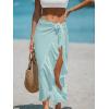 CUPSHE Women’s Sarong Cover Ups Swimsuit Wrap Skirt Self Tie Beach Cover Up Ruffle Wraps One Size(Light Cyan)