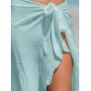 CUPSHE Women’s Sarong Cover Ups Swimsuit Wrap Skirt Self Tie Beach Cover Up Ruffle Wraps One Size(Light Cyan)