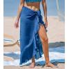 CUPSHE Women’s Sarong Cover Ups Swimsuit Wrap Skirt Self Tie Beach Cover Up Ruffle Wraps One Size(Royal Blue)