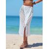CUPSHE Women’s Sarong Coverups Crochet Knit Beach Skirt Self Tie Swimwear Midi Wrap Skirts(White)