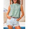 CUPSHE Womens Sleeveless Blouses Shirts High Neck Summer Casual Blouses Tank Tops(Green)