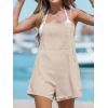 CUPSHE Women’s Sleeveless Casual Loose Lace Up Mini Jumpsuit Elastic Waist Stretchy Romper Jumpsuit(Cream)