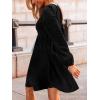 CUPSHE Womens Smocked Mini Dress Round Neck Long Sleeves Fall Casual Ruffle Dress(Black)
