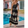 CUPSHE Women’s Smocked One Shoulder Summer Dresses Sleeveless Vacation Maxi Dress Long Beach Sundress(Black)