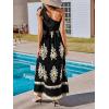 CUPSHE Women’s Smocked One Shoulder Summer Dresses Sleeveless Vacation Maxi Dress Long Beach Sundress(Black)