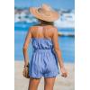 CUPSHE Women’s Strapless Short Rompers One Piece High-Waist Jumpsuit Blue and White Stripes(Blue)