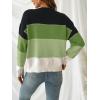 CUPSHE Women’s Striped Color Block Sweater Long Sleeve Crewneck Lightweight Pullover Sweater Tops(Black Green)