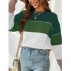 CUPSHE Women’s Striped Color Block Sweater Long Sleeve Crewneck Lightweight Pullover Sweater Tops(Green)
