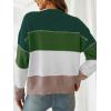 CUPSHE Women’s Striped Color Block Sweater Long Sleeve Crewneck Lightweight Pullover Sweater Tops(Green)