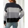 CUPSHE Women’s Striped Color Block Sweater Long Sleeve Crewneck Lightweight Pullover Sweater Tops(Iron)