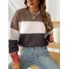 CUPSHE Women’s Striped Color Block Sweater Long Sleeve Crewneck Lightweight Pullover Sweater Tops(Red)
