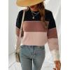 CUPSHE Women’s Striped Color Block Sweater Long Sleeve Crewneck Lightweight Pullover Sweater Tops(White)