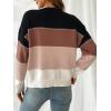 CUPSHE Women’s Striped Color Block Sweater Long Sleeve Crewneck Lightweight Pullover Sweater Tops(White)