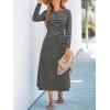 CUPSHE Women’s Striped Midi Casual Dresses Cotton Fall Long Sleeve Tie Front Dress(Striped)