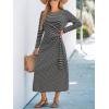 CUPSHE Women’s Striped Midi Casual Dresses Cotton Fall Long Sleeve Tie Front Dress(Striped)