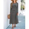 CUPSHE Women’s Striped Midi Casual Dresses Cotton Fall Long Sleeve Tie Front Dress(Striped)