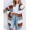 CUPSHE Women’s Striped Open Front Cardigan Sweater Long Sleeve Knit Sweater Coat Oversized Fall Casual Outerwear(Brown Stripe)