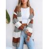 CUPSHE Women’s Striped Open Front Cardigan Sweater Long Sleeve Knit Sweater Coat Oversized Fall Casual Outerwear(Brown Stripe)