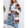 CUPSHE Women’s Striped Open Front Cardigan Sweater Long Sleeve Knit Sweater Coat Oversized Fall Casual Outerwear(Brown Stripe)
