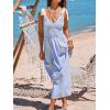 CUPSHE Women’s Striped Summer Dress Smocked Sleeveless Casual Maxi Dresses Vacation Long Flowy Sundress(Blue)