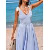 CUPSHE Women’s Striped Summer Dress Smocked Sleeveless Casual Maxi Dresses Vacation Long Flowy Sundress(Blue)