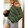 CUPSHE Women’s Striped Sweaters Long Sleeve Boat Neck Colorblock Knitted Pullover Sweater Tops(Green)