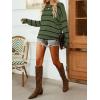 CUPSHE Women’s Striped Sweaters Long Sleeve Boat Neck Colorblock Knitted Pullover Sweater Tops(Green)