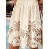 CUPSHE Women’s Summer Beach Mini Dress V Neck Bow Tie Sleeveless Hawaiian Smocked Waist Short Dress(Beige)
