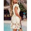 CUPSHE Women’s Summer Beach Mini Dress V Neck Bow Tie Sleeveless Hawaiian Smocked Waist Short Dress(Beige)