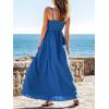 CUPSHE Women’s Summer Beach Vacation Dress Boho Smocked Maxi Sundress Casual Long Flowy Spaghetti Strap Dresses(Blue)