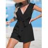 CUPSHE Women’s Summer Casual Ruffle Sleeveless Romper V Neck Wide Leg Overalls Shorts Jumpsuit 2025 Beach Vacation Outfits(Black)