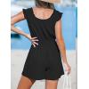 CUPSHE Women’s Summer Casual Ruffle Sleeveless Romper V Neck Wide Leg Overalls Shorts Jumpsuit 2025 Beach Vacation Outfits(Black)