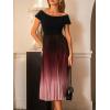 CUPSHE Womens Summer Dresses 2025 Off Shoulder Short Sleeve Pleated Gradient Long Flowy Maxi Formal Wedding Guest Dress(Black Gradient)