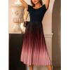 CUPSHE Womens Summer Dresses 2025 Off Shoulder Short Sleeve Pleated Gradient Long Flowy Maxi Formal Wedding Guest Dress(Black Gradient)