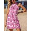 CUPSHE Womens Summer Dresses 2026 Halter Sleeveless Sundress Criss Cross Beach Vacation Coverup Mini Dress(Hot Pink)