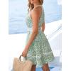 CUPSHE Women’s Summer Dresses Ditsy Floral Halter Cutout Beach Vacation Mini Dress(Green)